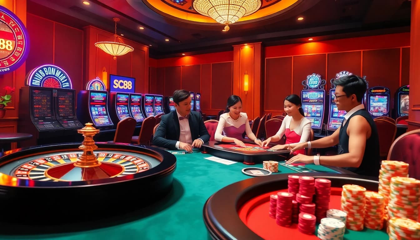 Experience the excitement of SC88 with vibrant casino games, dynamic tables, and colorful chips.