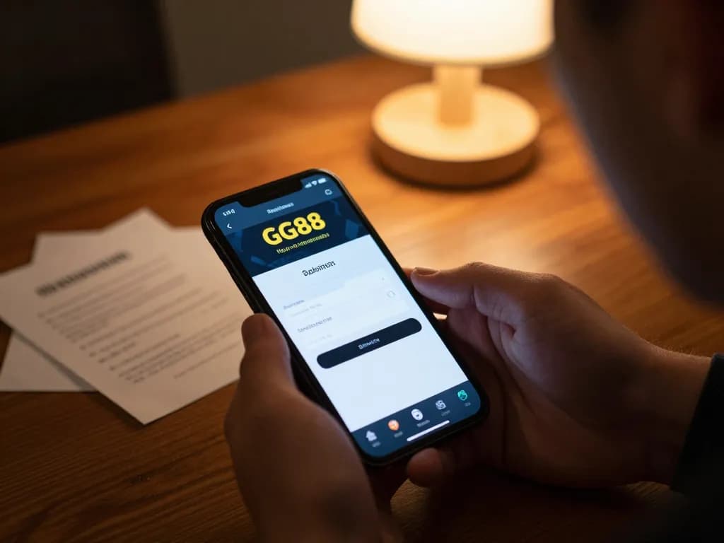 Effortlessly đăng nhập gg88 on smartphone in a cozy home setting, engaging with the online gambling platform seamlessly.