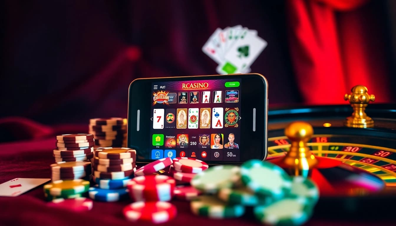 Engaging mobile gambling interface showcasing แพลตฟอร์มคาสิโนผ่านเว็บสำหรับผู้ใช้มือถือ with vibrant casino elements.