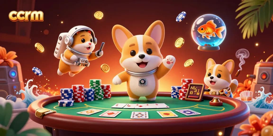 Engage in thrilling credit card casino action with ccrm's vibrant 3D illustration featuring unique characters.