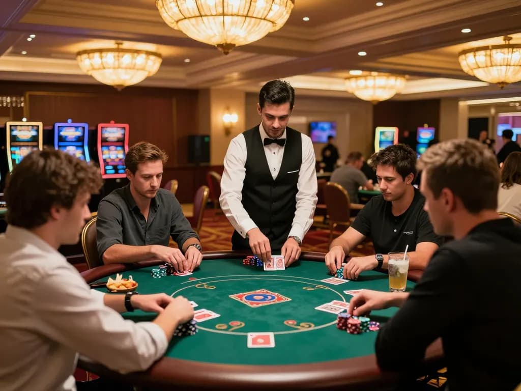 Players engage in exciting poker gameplay at go99 in a lively casino setting, showcasing strategy and chips.