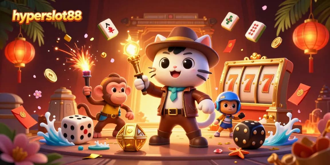 Engage with hyperslot88 to win with real-time lottery draws showcased in a vibrant 3D scene.