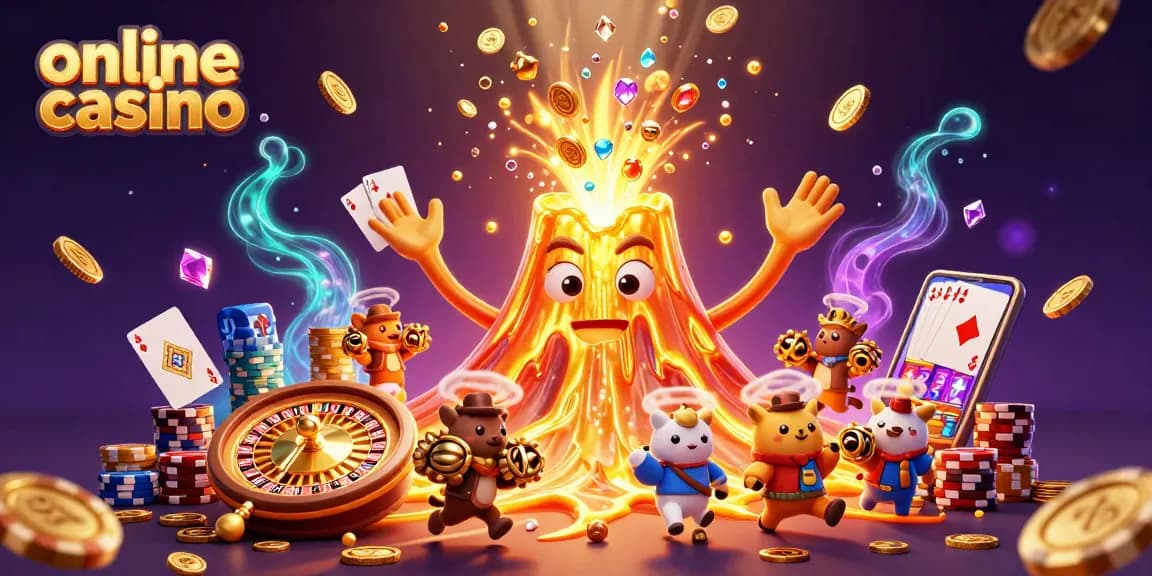 Experience the thrill of an online casino with vibrant coins, cards, and jackpots.