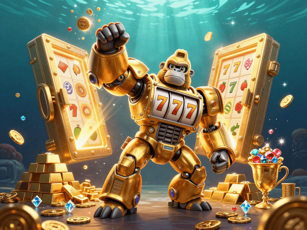 Spin the reels of excitement with เว็บสล็อต as the golden gorilla mech unleashes treasure!