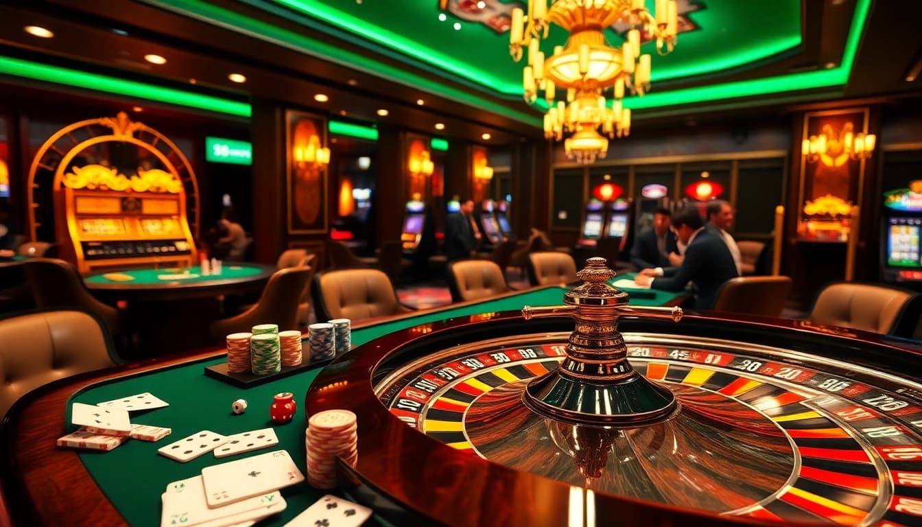 Experience the thrill of 58win with dynamic gameplay at a luxurious casino table.