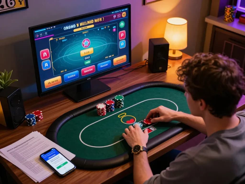 Engaged player analyzing betting options at online casinos accepting credit cards during a gaming session.