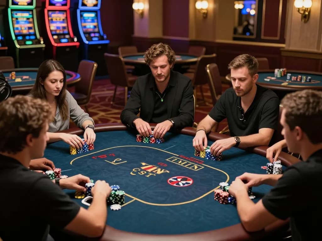 Tension rises in a poker game featuring tx88 as players compete in a lavish casino setting.