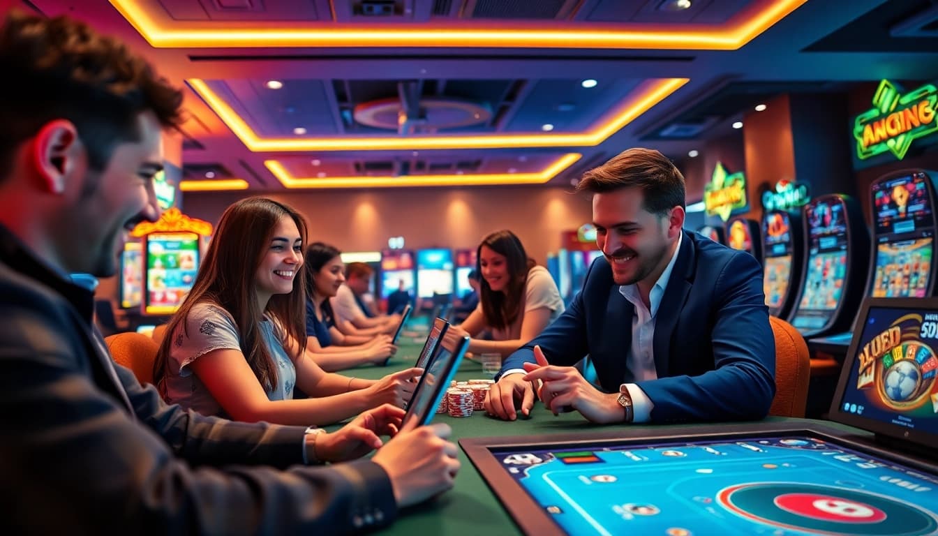 Experience the thrill of 559X with engaging online gaming scenes featuring happy players and vibrant game interfaces.