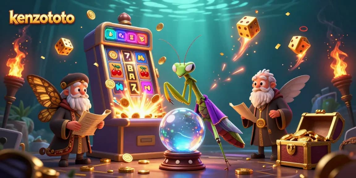 Experience exciting wins at kenzototo with a vibrant illustration of fortune and gaming treasures.