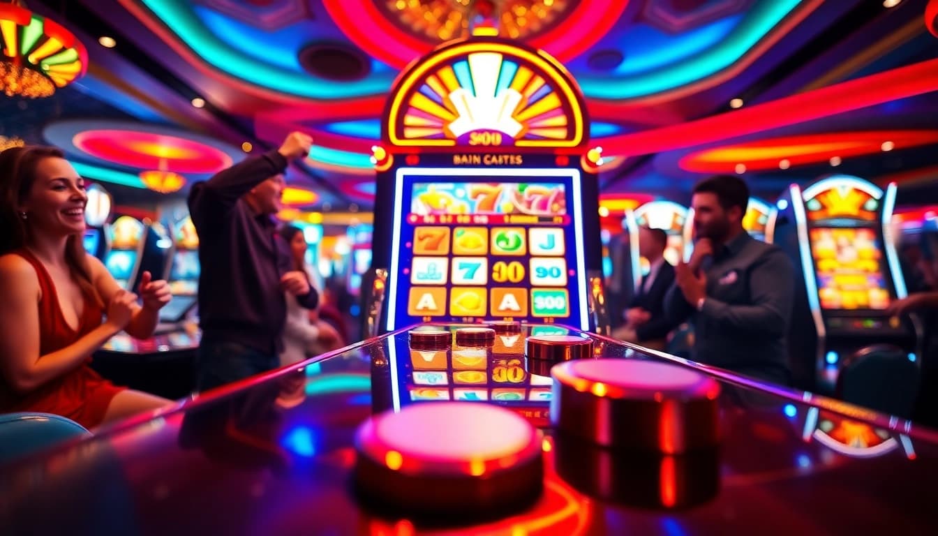Menang besar di slot gacor dengan mesin slot penuh warna dan suasana kasino yang seru.