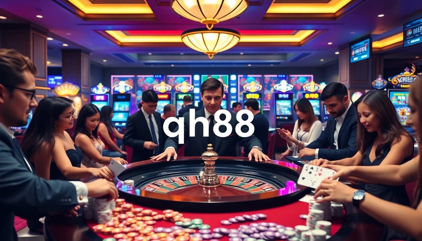 Experience the excitement of qh88 with players at a luxurious casino table.