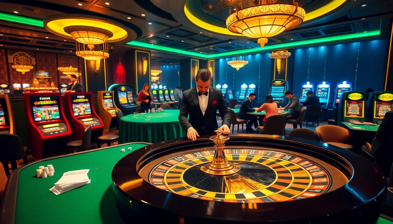 Exciting roulette gameplay at 789win1.black with vibrant casino atmosphere and elegant dealer.