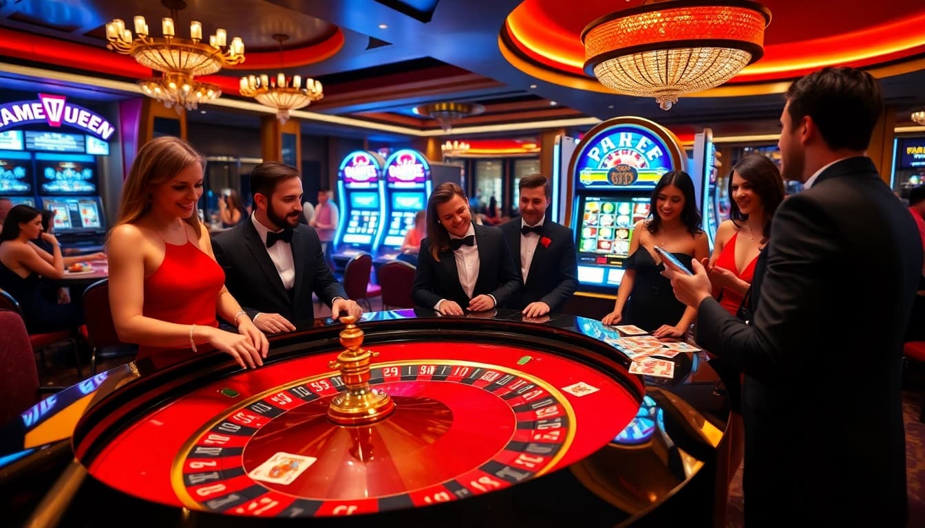 Experience the thrill at GameQueen's luxurious casino table, bursting with action and excitement.