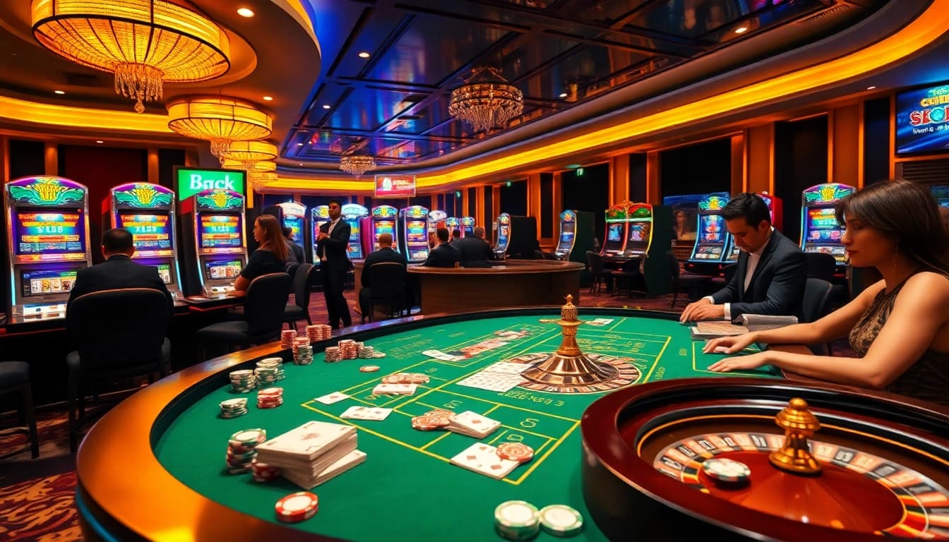 Experience the excitement of "raja luck" at a vibrant casino table filled with chips, cards, and a roulette wheel.