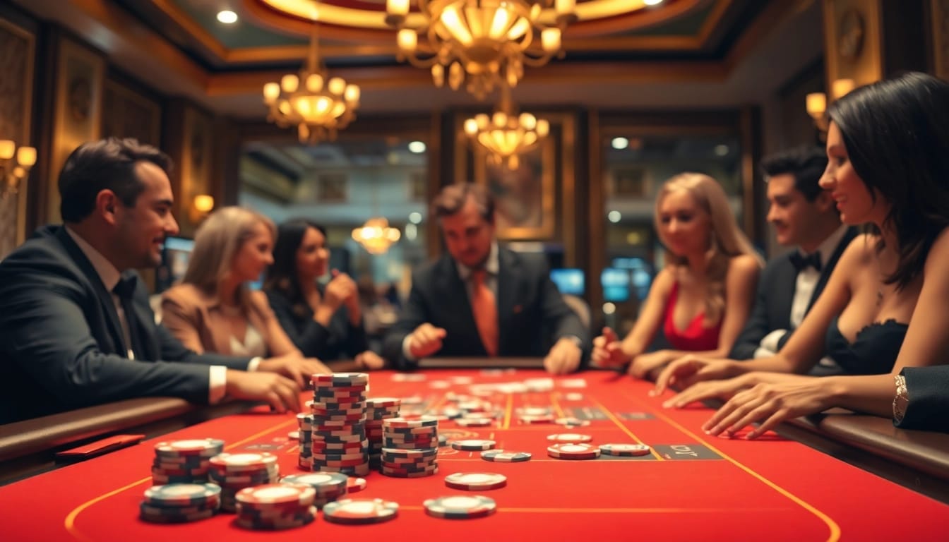 Experience the thrill of uvip娱乐 with players at an exciting casino gaming table.