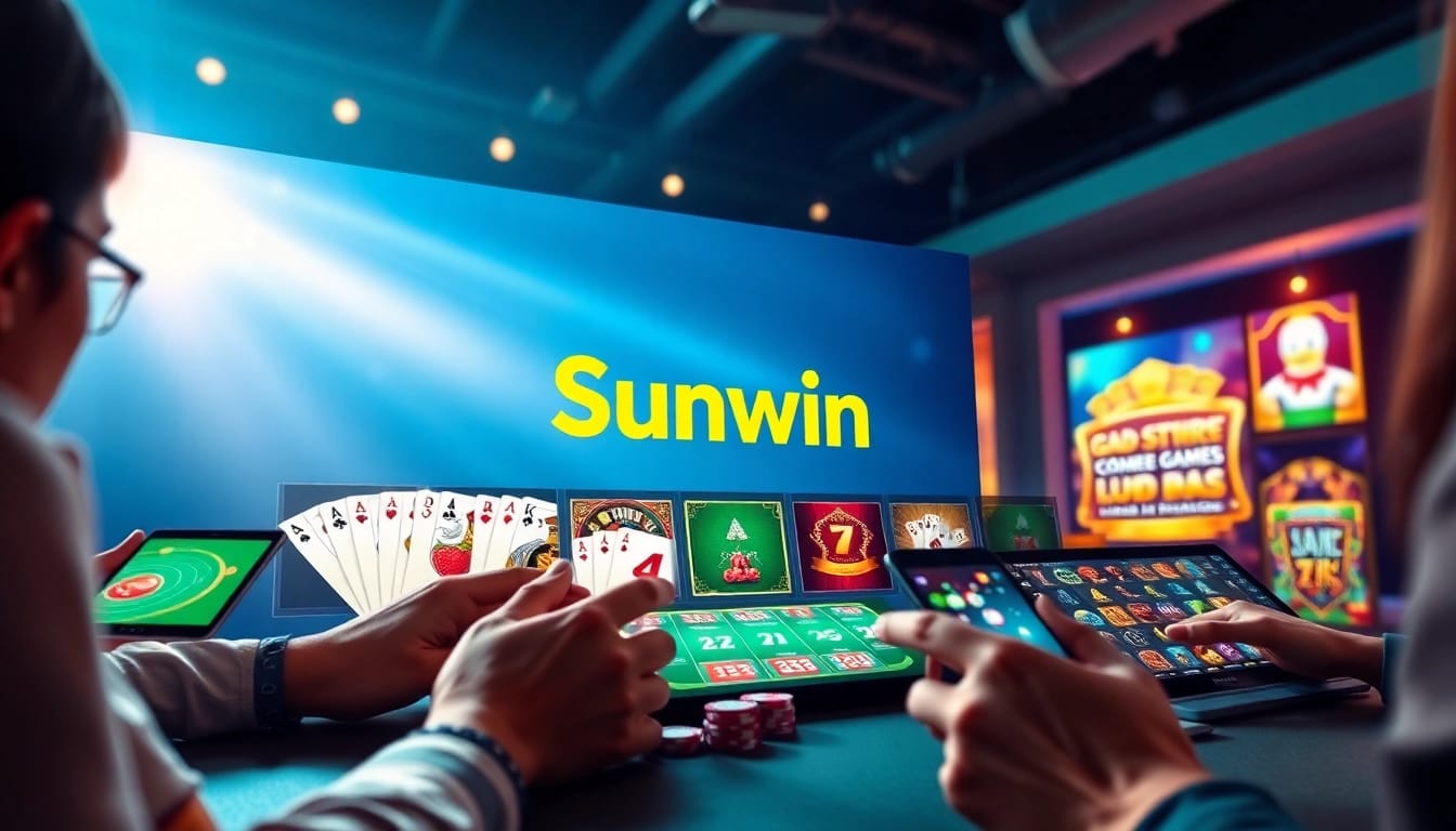 Sunwin online gaming platform showcasing vibrant card games and user interaction.