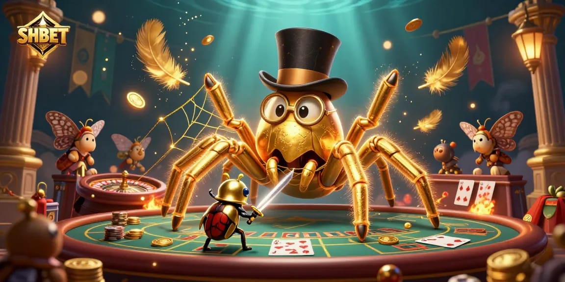Engage with SHBET through this vibrant 3D illustration showcasing a live casino atmosphere with our adventurous characters.