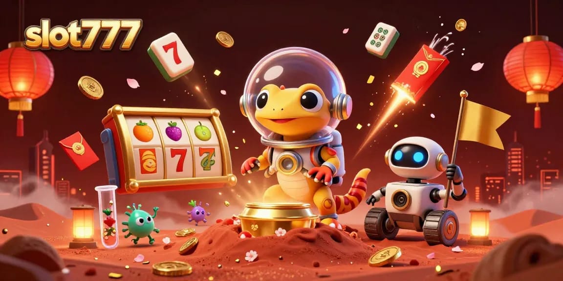 Engage with thrilling slot777 action in a vibrant, animated casino adventure featuring Martian characters.