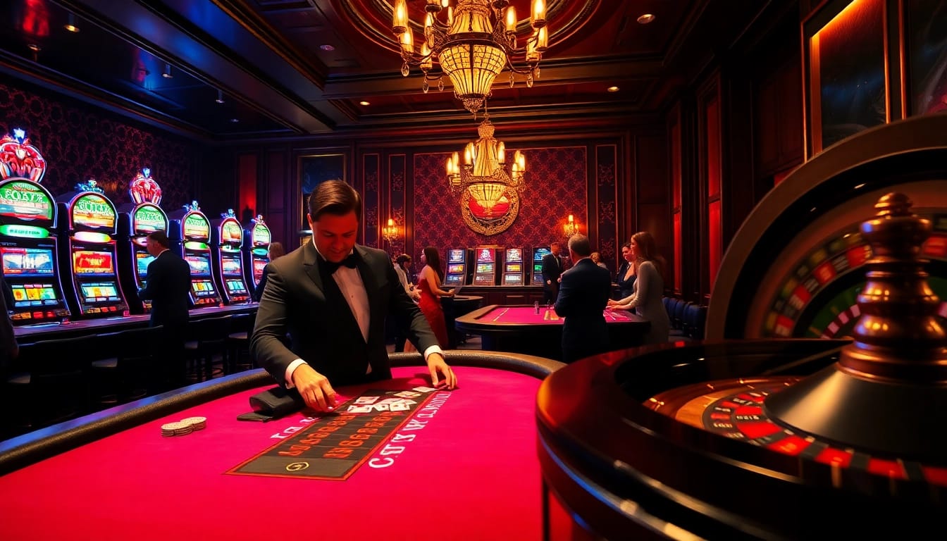 Players engaging in a high-stakes poker game at a luxurious casino with hidden wiki elements.