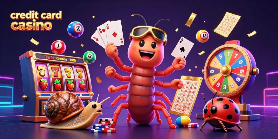 Engage with exciting slot games at a vibrant credit card casino featuring colorful characters and dynamic elements.