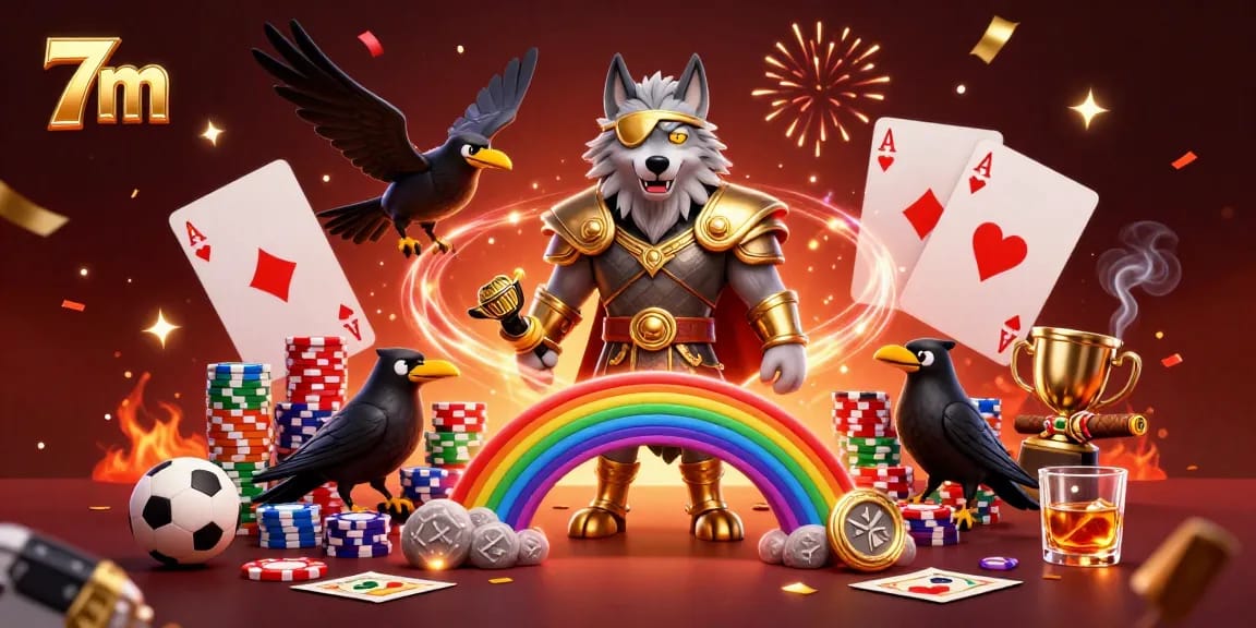 Bet on thrilling matches with 7m, featuring captivating Norse characters and vibrant casino elements.