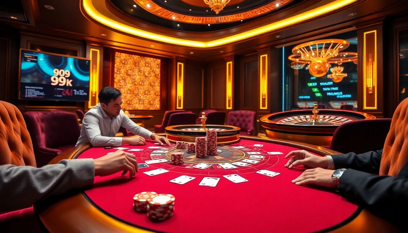 Experience the excitement of 99 ok gambling with a vibrant poker game scene featuring high-quality visuals.
