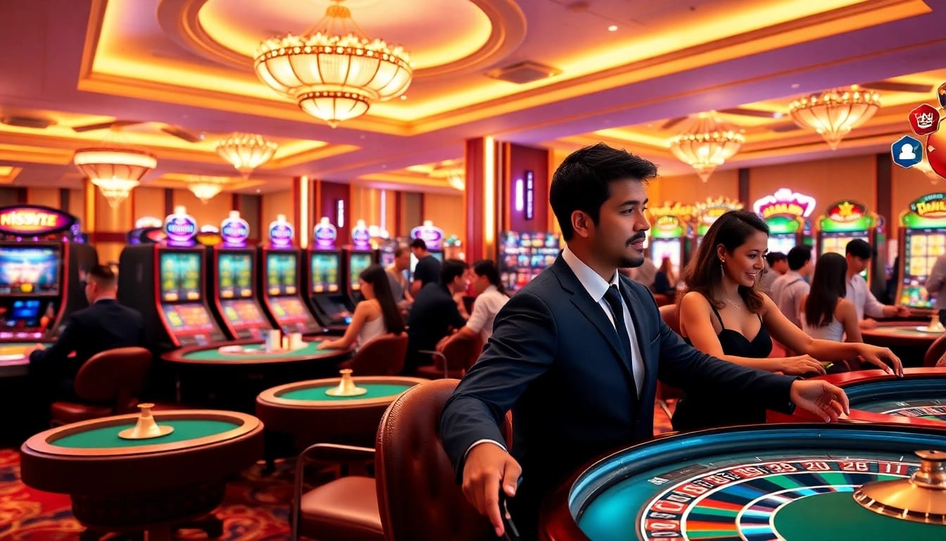 Engaged players enjoying the thrilling experience of online gambling on the kiss888 platform.
