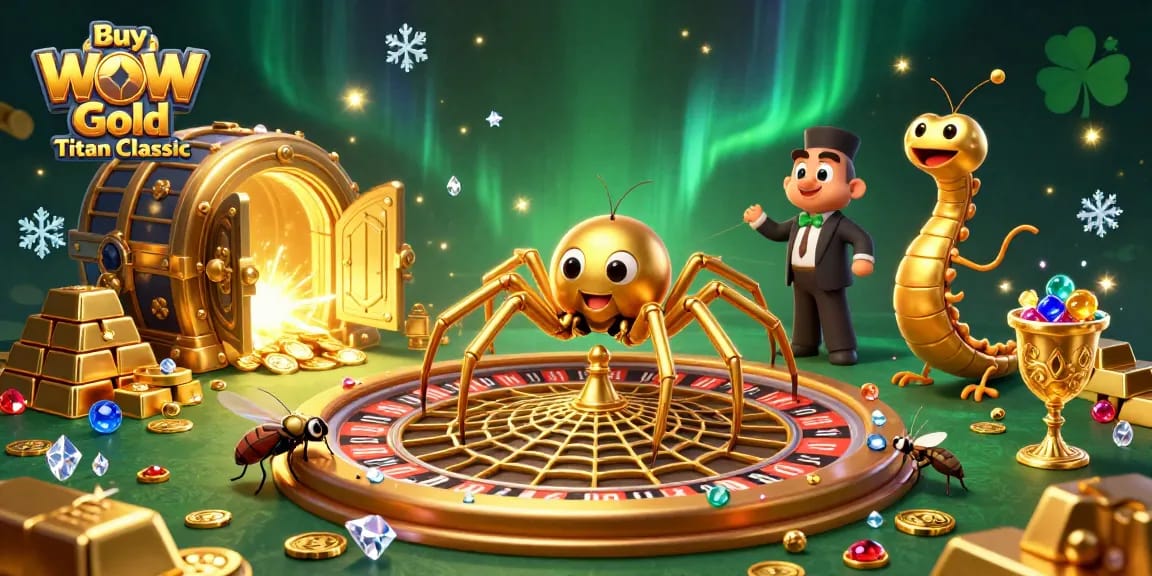 Engage in the action to buy WoW Gold Titan Classic amidst a vibrant casino scene with a roulette wheel.
