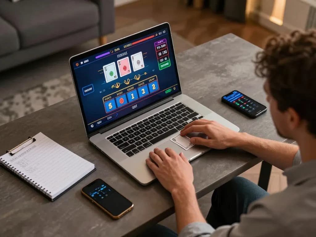 Win678 player engaging in live dealer blackjack on a laptop, showcasing a modern home setup