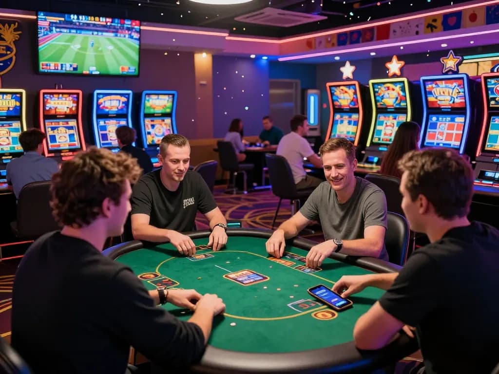 Kuwin online gaming scene showcasing diverse players engaging in casino games and sports betting.