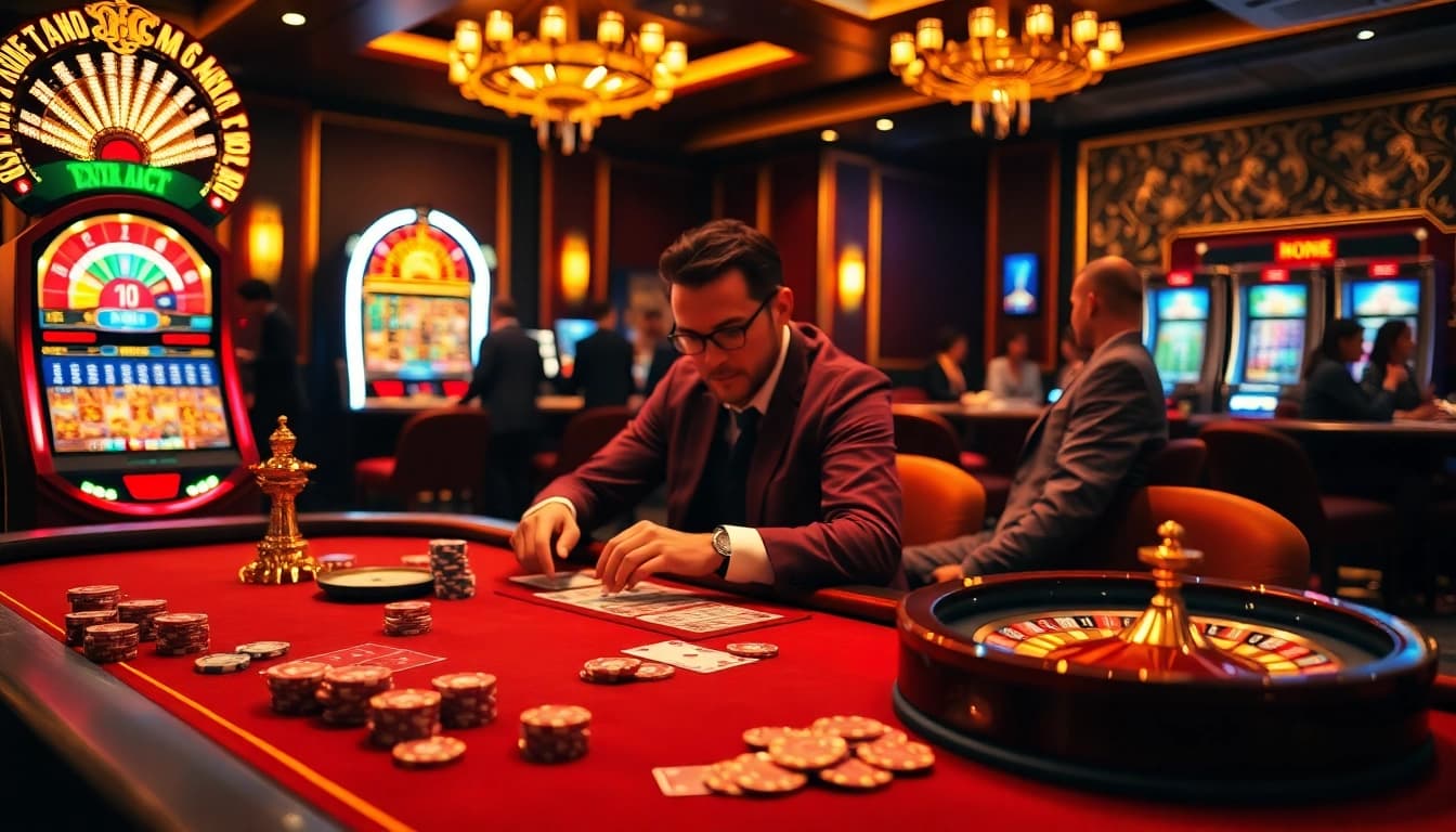 Engaging game bài đổi thưởng environment with poker chips and roulette highlights