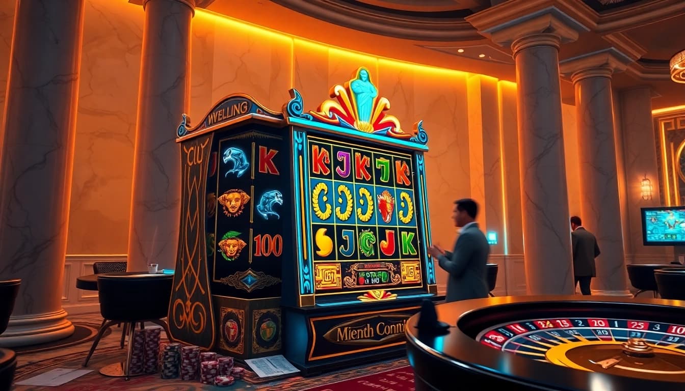 Spin the olympus slot machine for a chance at exciting wins surrounded by luxurious casino decor.