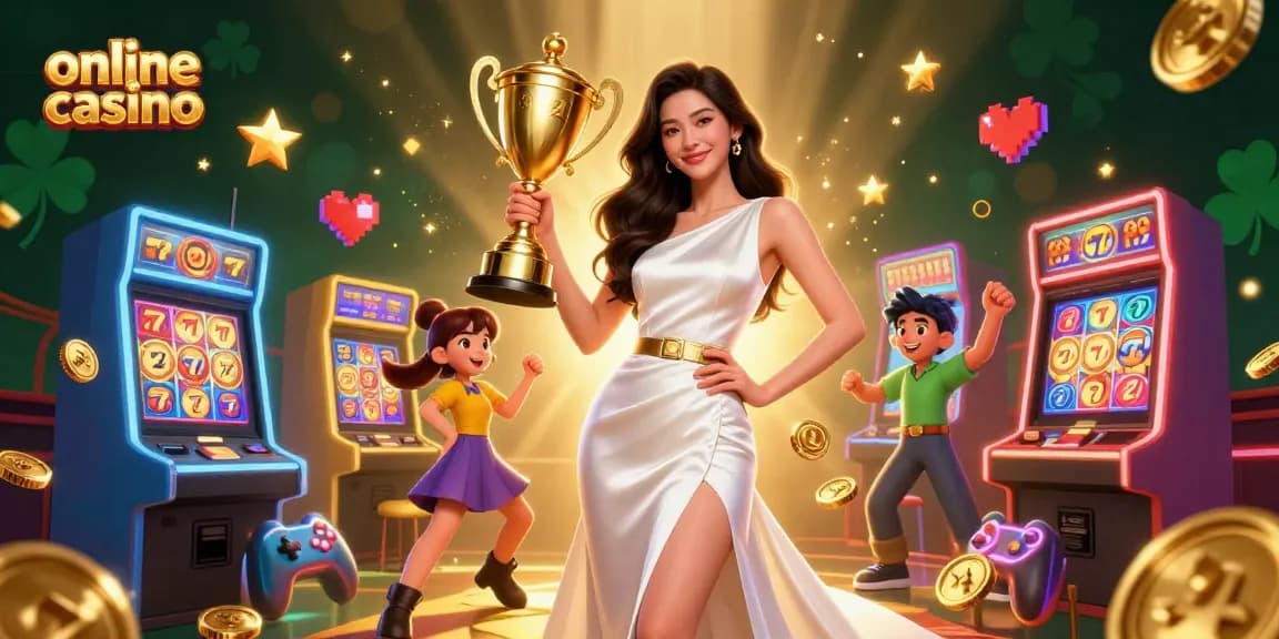 Experience immersive online casino gameplay with dynamic characters and vibrant slot elements.