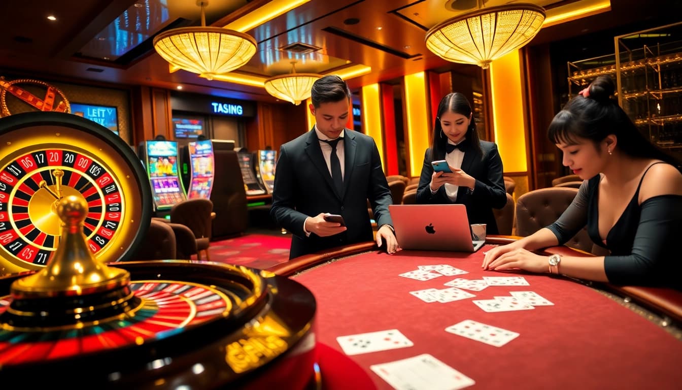 Lô Đề Trực Tuyến enhancing the gaming thrill in a luxurious casino environment.