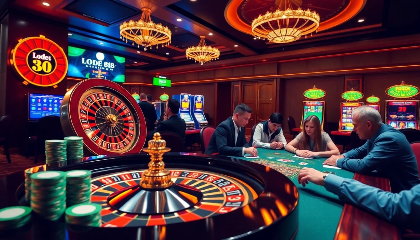 Enjoying thrilling lode88 gameplay at a vibrant casino table filled with chips and action.