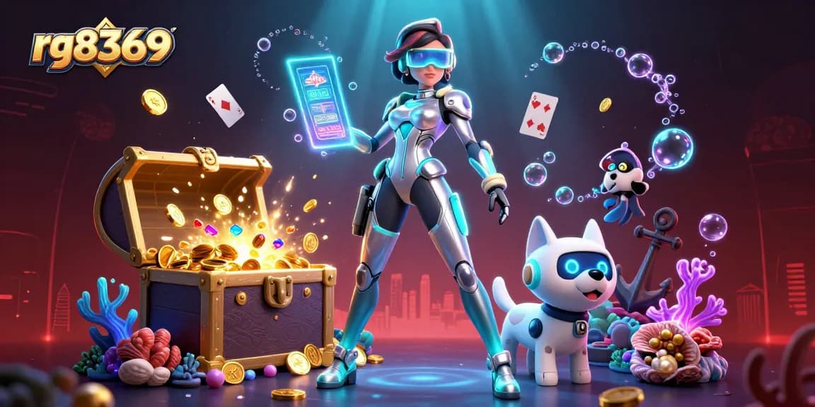 Engage in dynamic gambling experiences with rg8369 featuring a futuristic woman and robot dog.