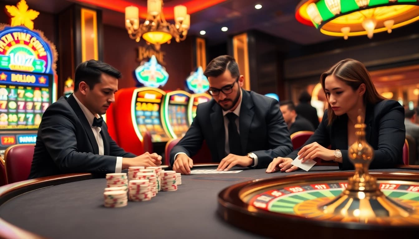 Players compete at a poker table, brought to life by the luxury of https://23win.cn.com/, showcasing thrilling gaming dynamics.