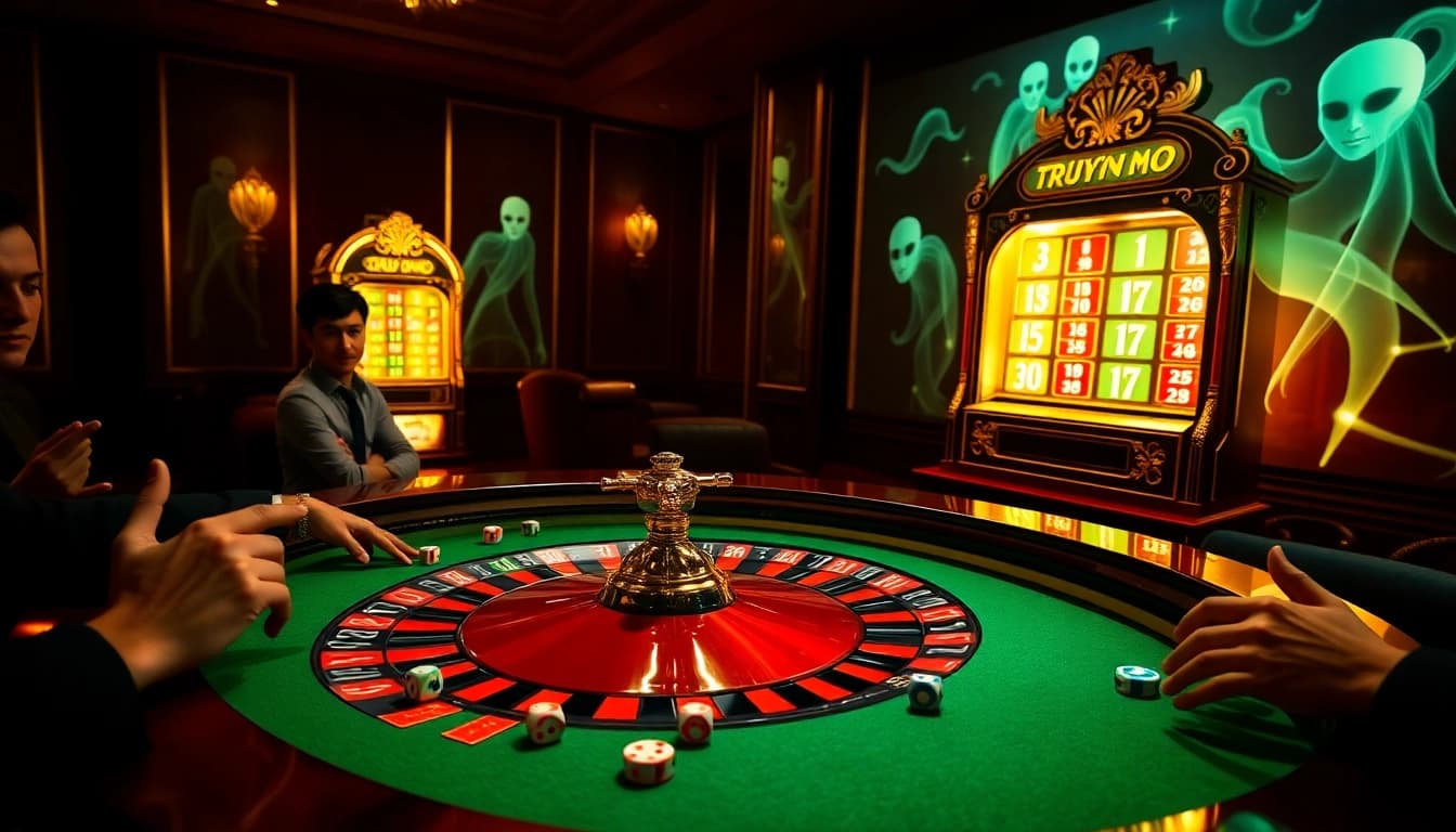 Engaging roulette game scene at a casino, depicting excitement around Truyện ma-themed gambling.