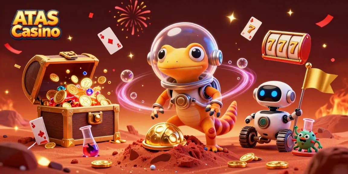 Engage with the thrilling ATAS Casino as a Martian gecko discovers a golden casino under red Mars sand.