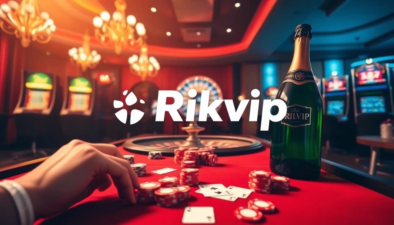 Engaging poker game scene at Rikvip showcasing vibrant chips and a roulette wheel.