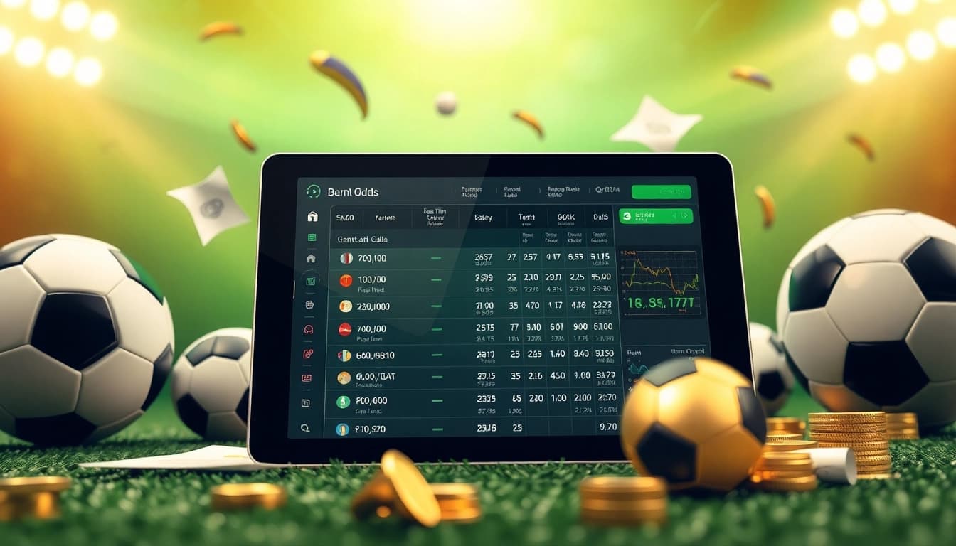 kèo nhà cái displayed on a sleek tablet with dynamic odds and betting statistics
