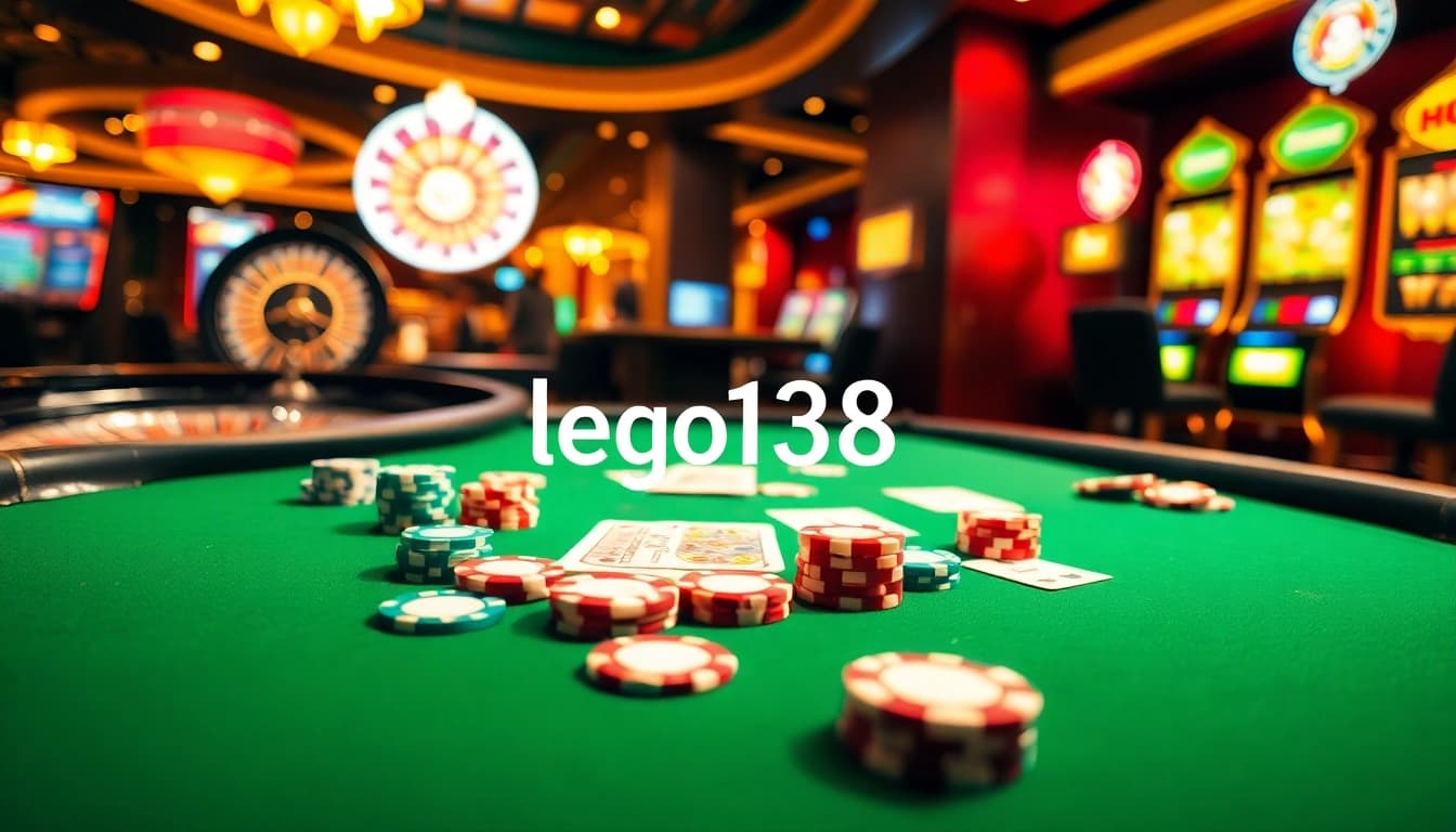Experience thrill and excitement at lego138's luxurious casino tables with colorful chips and cards.