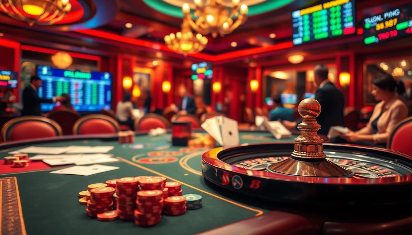 Experience sbobet login indonesia with vibrant casino betting action featuring roulette and poker chips.
