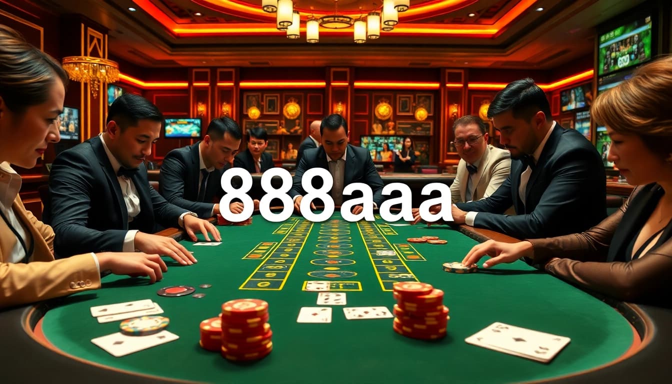 Experience high-stakes action with 88aa at a luxury baccarat table in a vibrant casino setting.