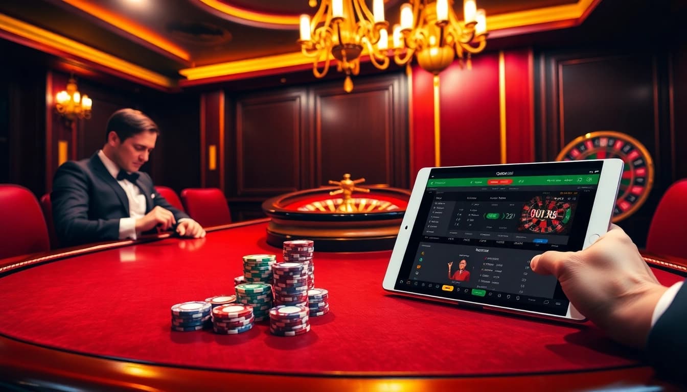 Players engaging in a high-stakes game at qh88's lavish online casino.