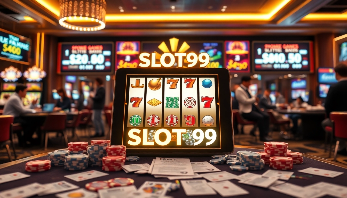 Player engaging with SLOT99 digital slot machine featuring real-time spinning reels and bonus payouts
