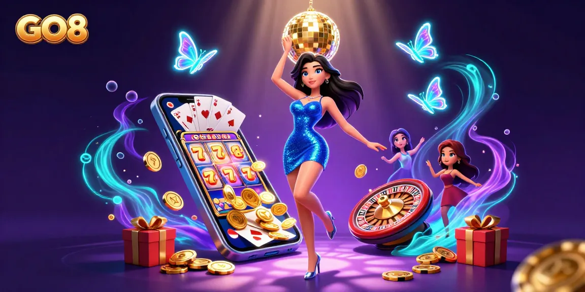 Experience thrilling gameplay at GO8 with a glamorous casino-themed scene filled with dynamic game elements.