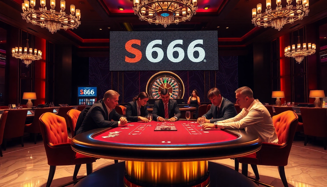 S666 casino scene showcasing high-stakes poker excitement with professional players.