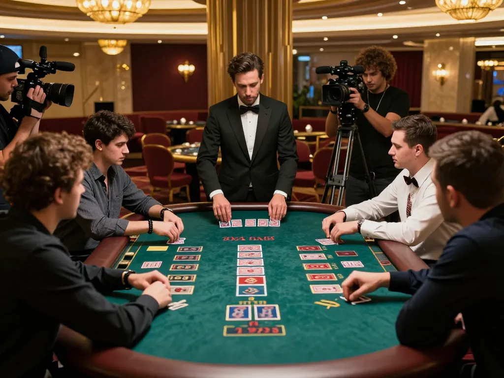 Nohu90 players strategizing at a blackjack table in a luxurious casino setting.