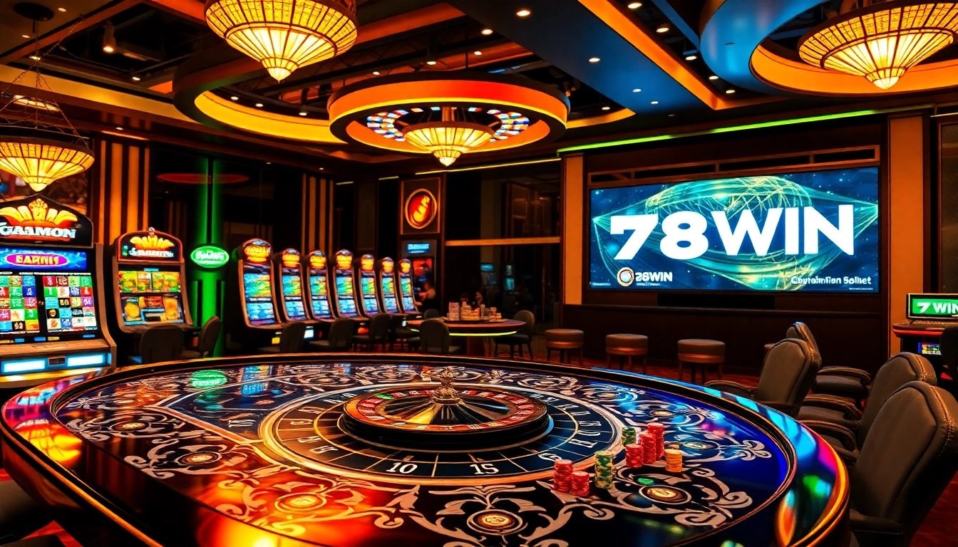 78WIN players enjoying an exciting moment at a vibrant casino table with modern gaming features.